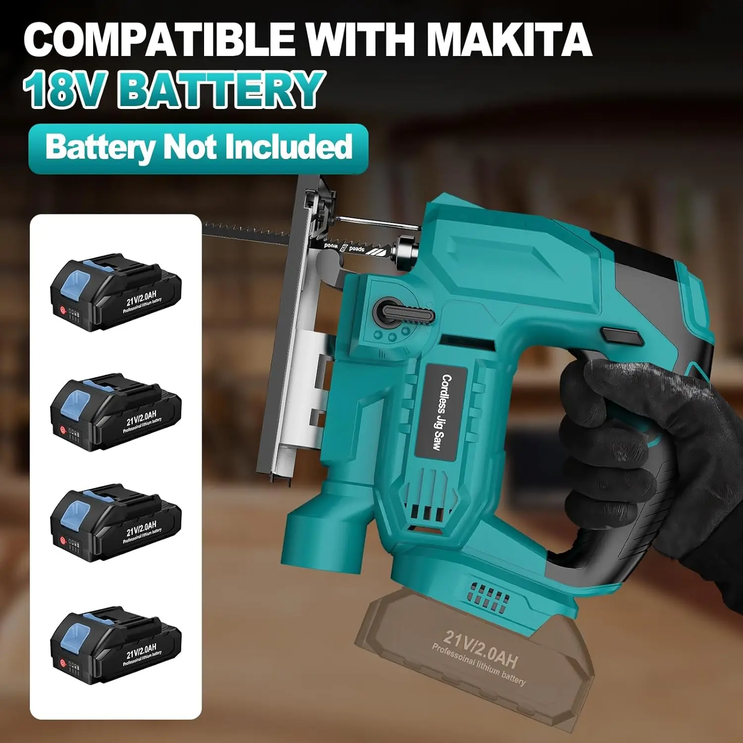 1000W Cordless Electric Jig Saw for Makita 18V Battery Variable Speed 3 Position Orbital Setting Cordless Jigsaw Tool