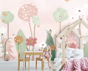 Benutzerdefinierte Rosa Sterne Wolken Tapete für Kinderzimmer