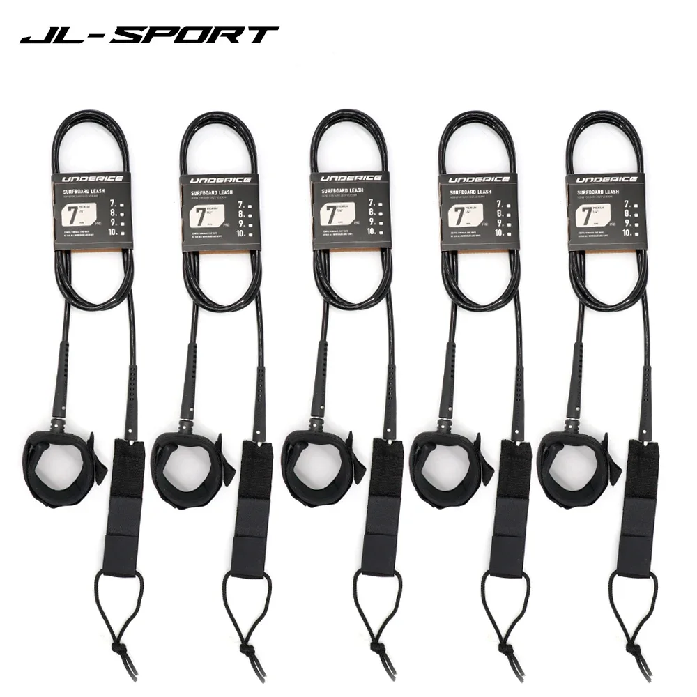 5pcs Leash Surf 6~9FT 7mm Branded Surfboard Foot Leash TPU Foot Rope Nlack Straight Surf Leash With Simple Packing