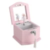 Small Pink Wooden Ballerina Musical Jewelry Box with Mirror and Lock for Girls，Kid's Jewelry Storage Music Box, Gift for Christ 1