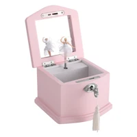 Small Pink Wooden Ballerina Musical Jewelry Box with Mirror and Lock for Girls，Kid's Jewelry Storage Music Box, Gift for Christ 1