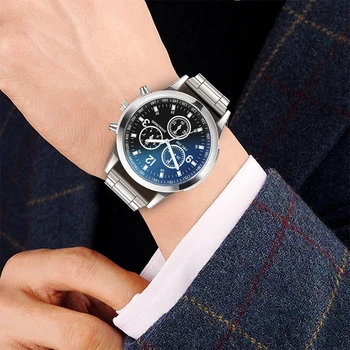 1/2PCS Men Business Watches Fashion Men's Steel Band Quartz Watch with Bracelet(Box not Included) 4