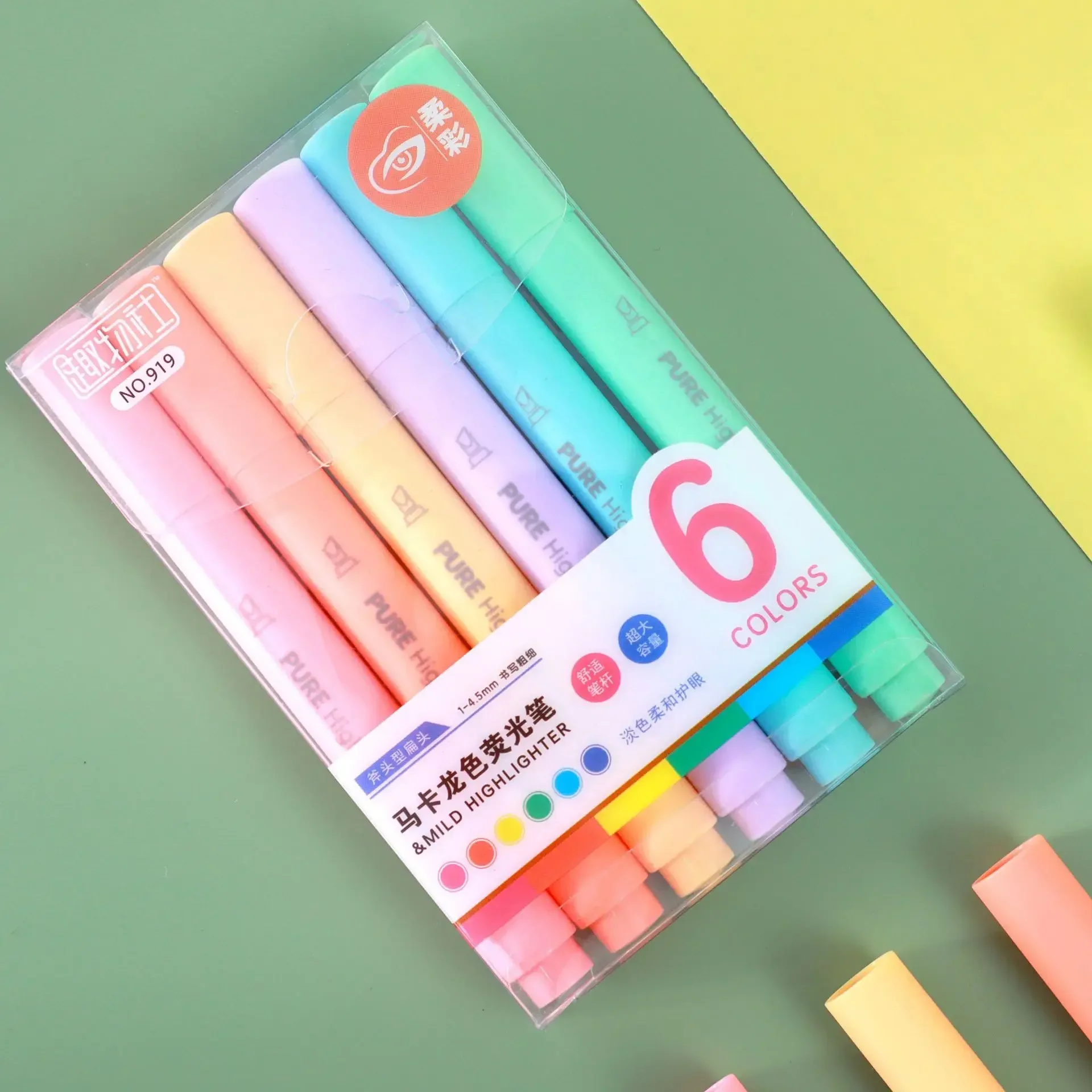 Pastel Color Macaron Highlighter Pen Marker Pens Fluorescent Pen Drawing Highlighters Cute Stationery School Supplies 6Pcs/set