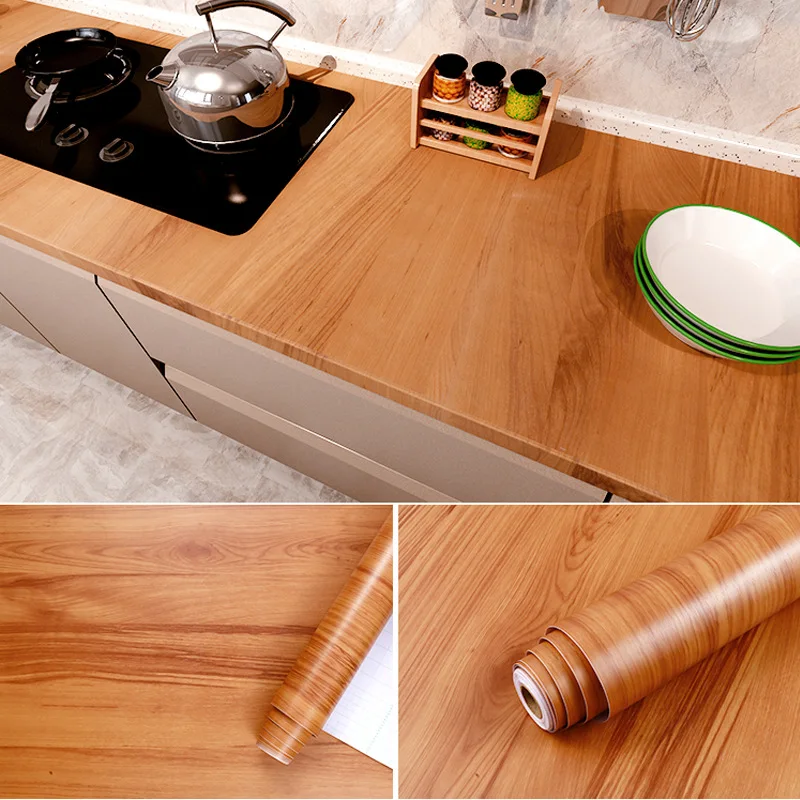 

5M/10MThickened Wood Grain Sticker Self-adhesive Wallpaper Waterproof Pvc Wardrobe Furniture Renovation Wallpaper Vinyl Stickers