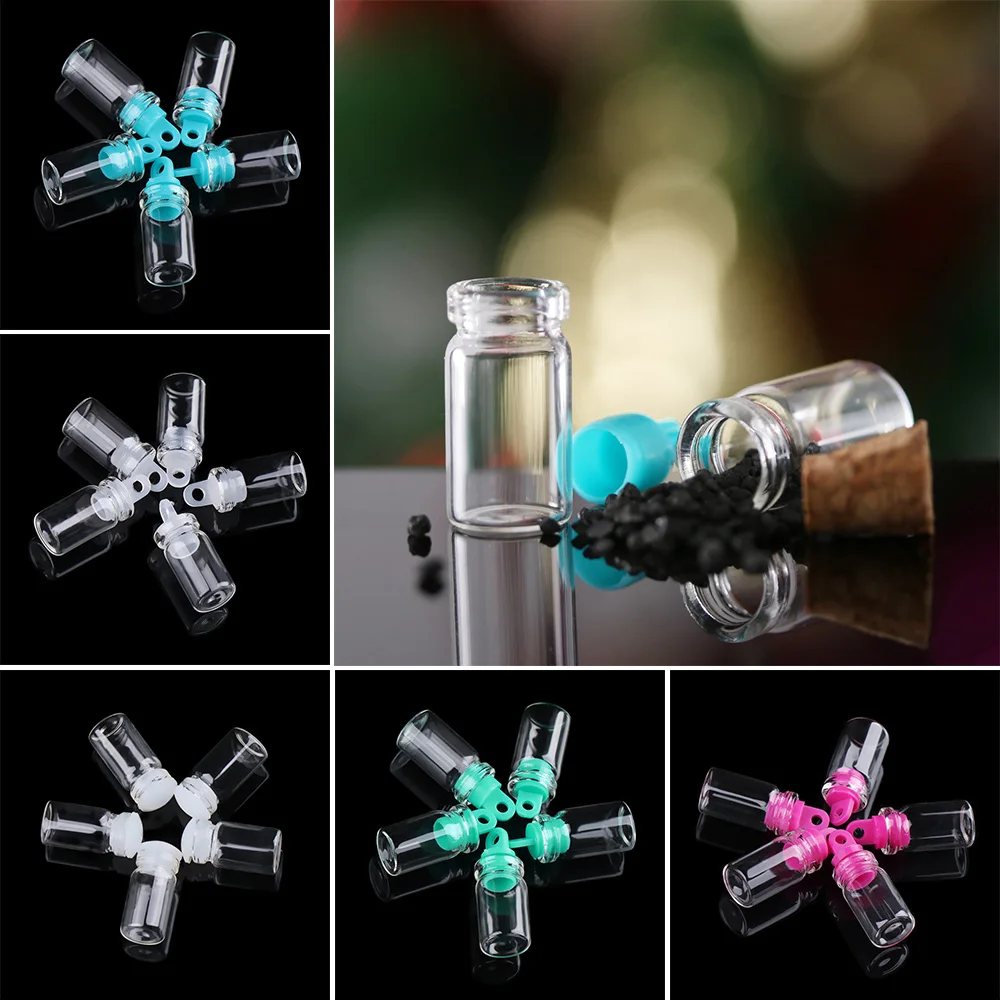 Small Drift Bottle Glass Jars Decoration DIY Container Mini Cheap Message Vial Ornament Cork Stopper Rainbow Wishing Bottle 5pcs