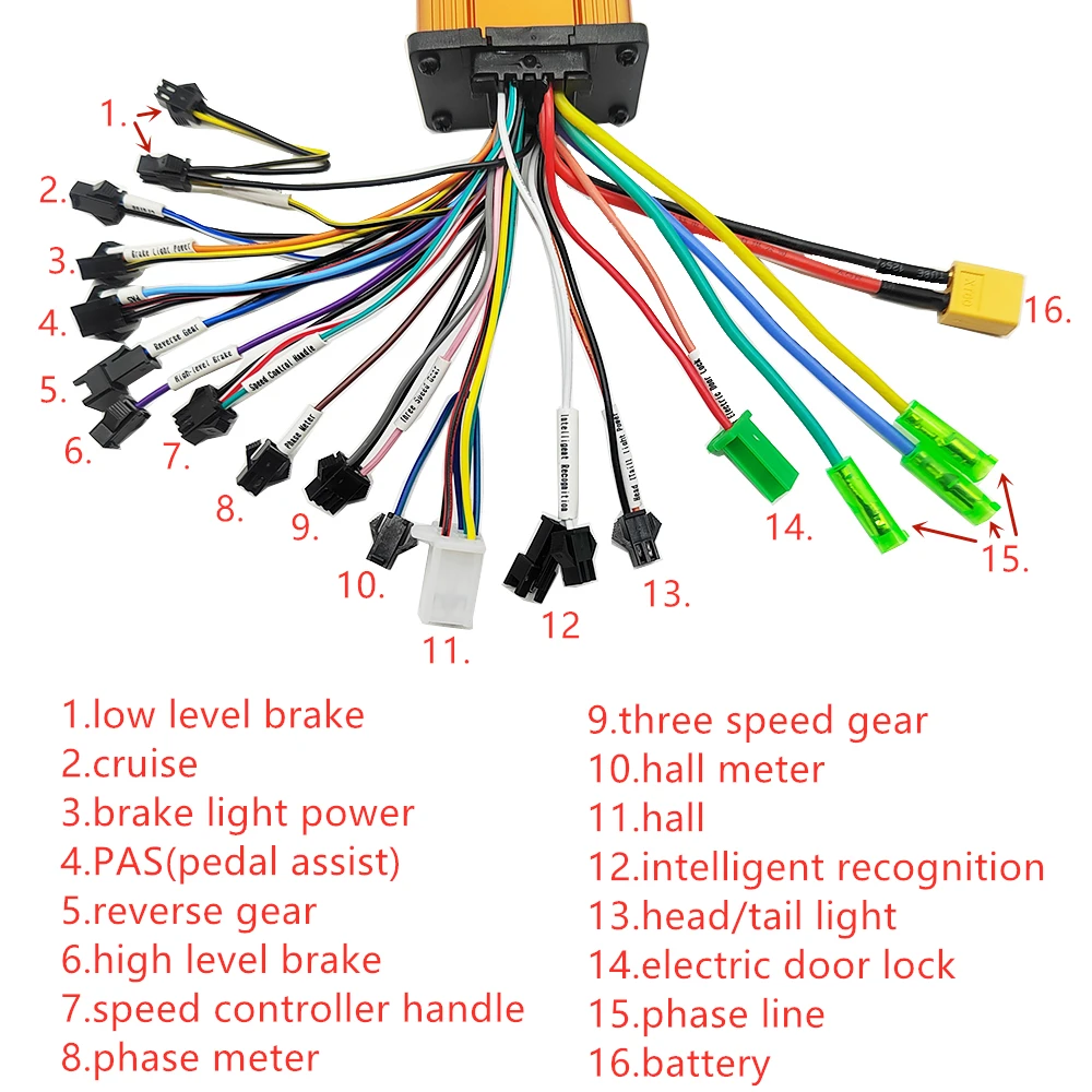 Electric Bike/Bicycle E-bike E-scooter Brushless Controller 24V 36V 48V 60V 350W 10A 12A 15A 18A 20A with Twist Thumb Throttle,electric bike parts,electric bike controller,electric scooter controller,electric scooter parts