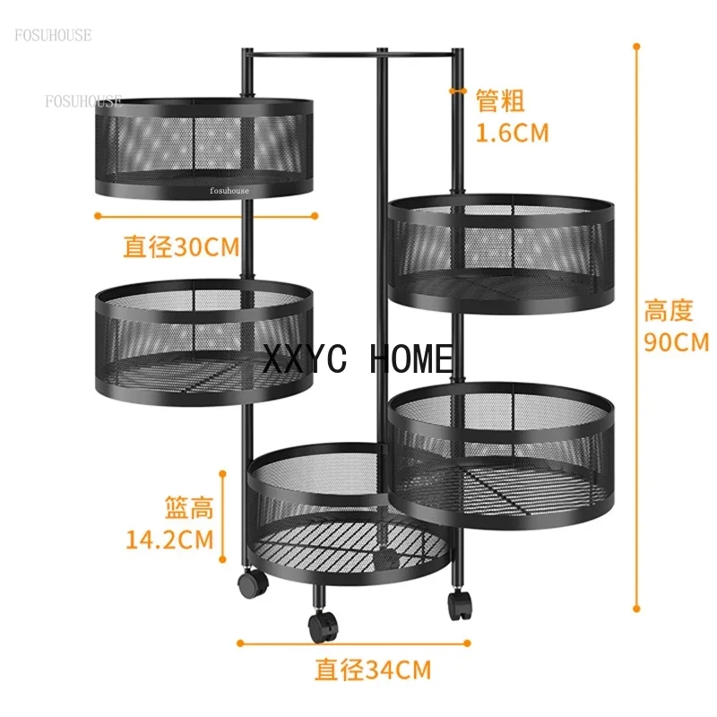 

Rotating Vegetable Basket Kitchen Storage Racks Floor Multi-layer Rack Home Multi-functional Fruit and Vegetable Storage Racks