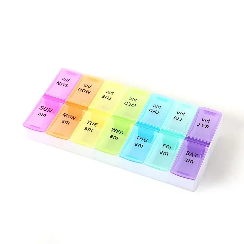 Weekly Pill Organizer with Easy-Open Compartments - BPA-Free 7-Day, 2-Times-A-Day Vitamin and Medication Storage