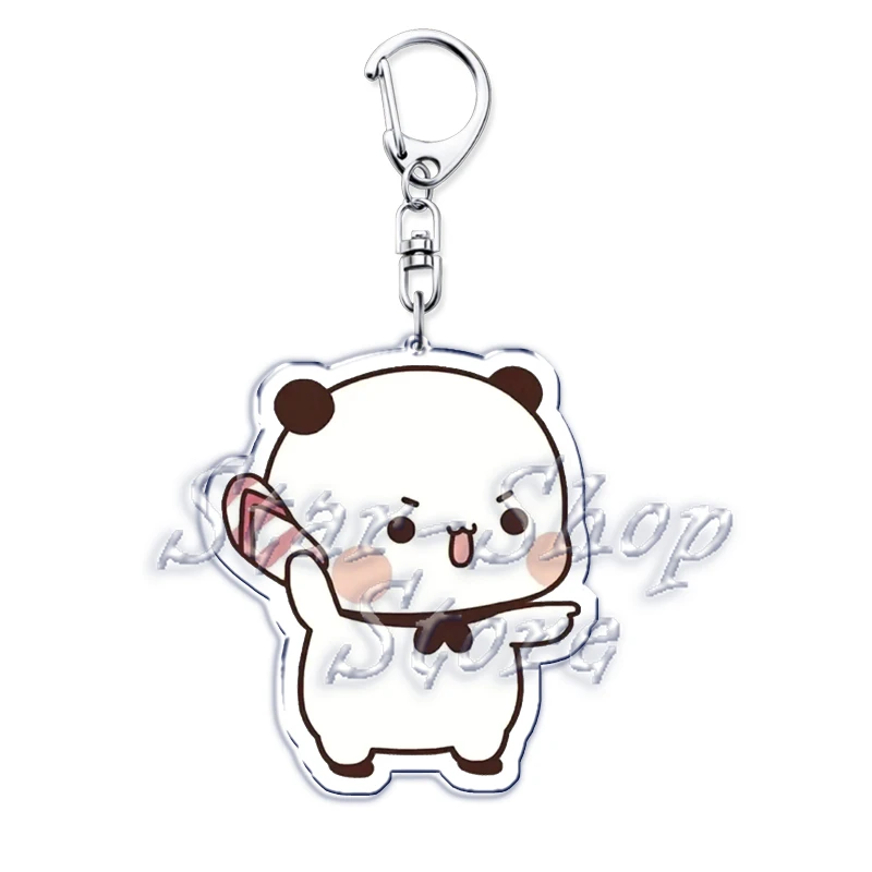 Bubu Dudu Rose Love Schlüsselanhänger Paar Bär Panda Acryl Schlüsselanhänger für Zubehör Tasche Anhänger Schlüsselanhänger Schmuck Fans Liebhaber Geschenke – Detail 12