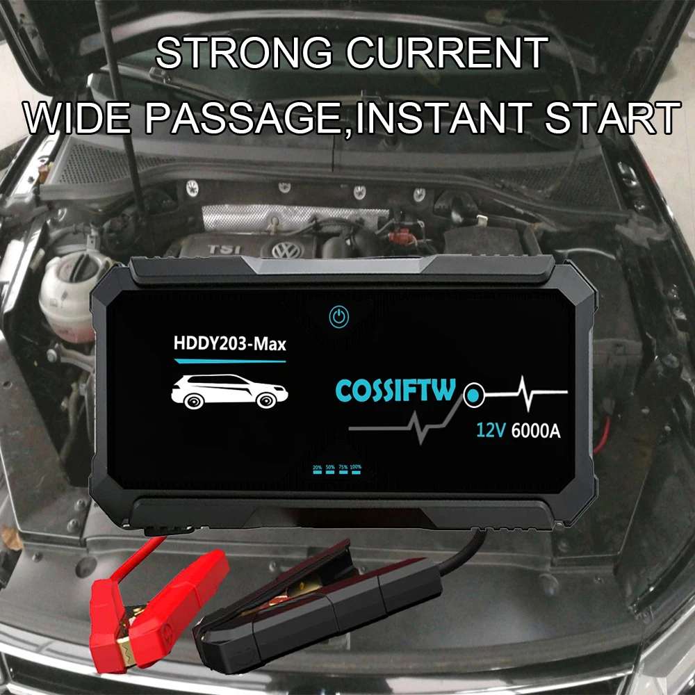 12V Car Jump Starter Power Bank with Flashlight Battery Booster Charger Starting Device Auto Emergency Start-up