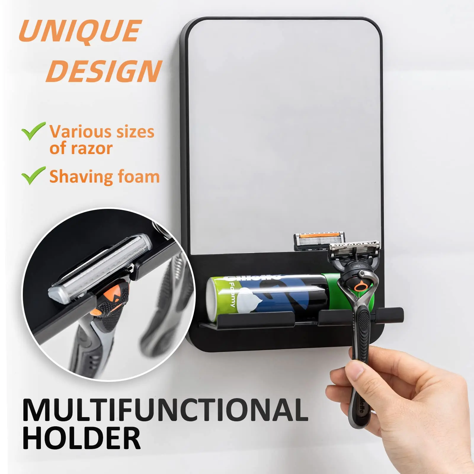 TAILI Acrylic Anti Fog Mirror With Holder Suction Cup Shower Shave Mirrors Fogless Bathroom Mirrors Washroom 4