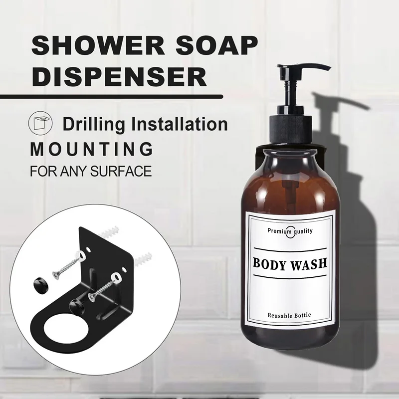 500ml Refillable Hand Pump Empty Bottles Soap Dispenser Shower Shanpoo Lotion Gel Container for Hotel Home Bathroom