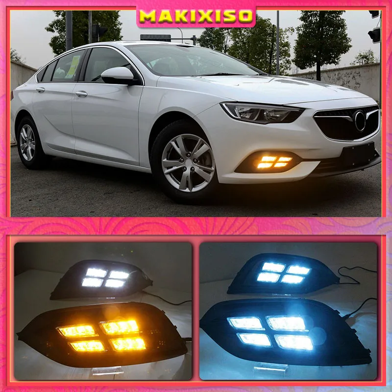 

Дневные ходовые огни для Buick Opel Grand Sport 2017, 2018, 12 В, ABS, светодиодные дневные ходовые огни с желтым указателем поворота, 1 комплект