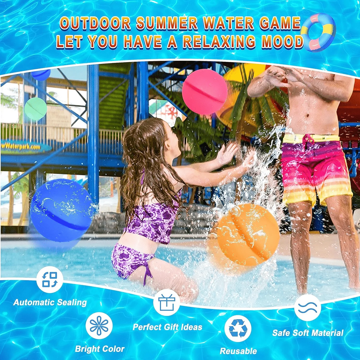 5pcs/lot play water toys children's water splashing silicone balloon injection repeatable burst ball play game