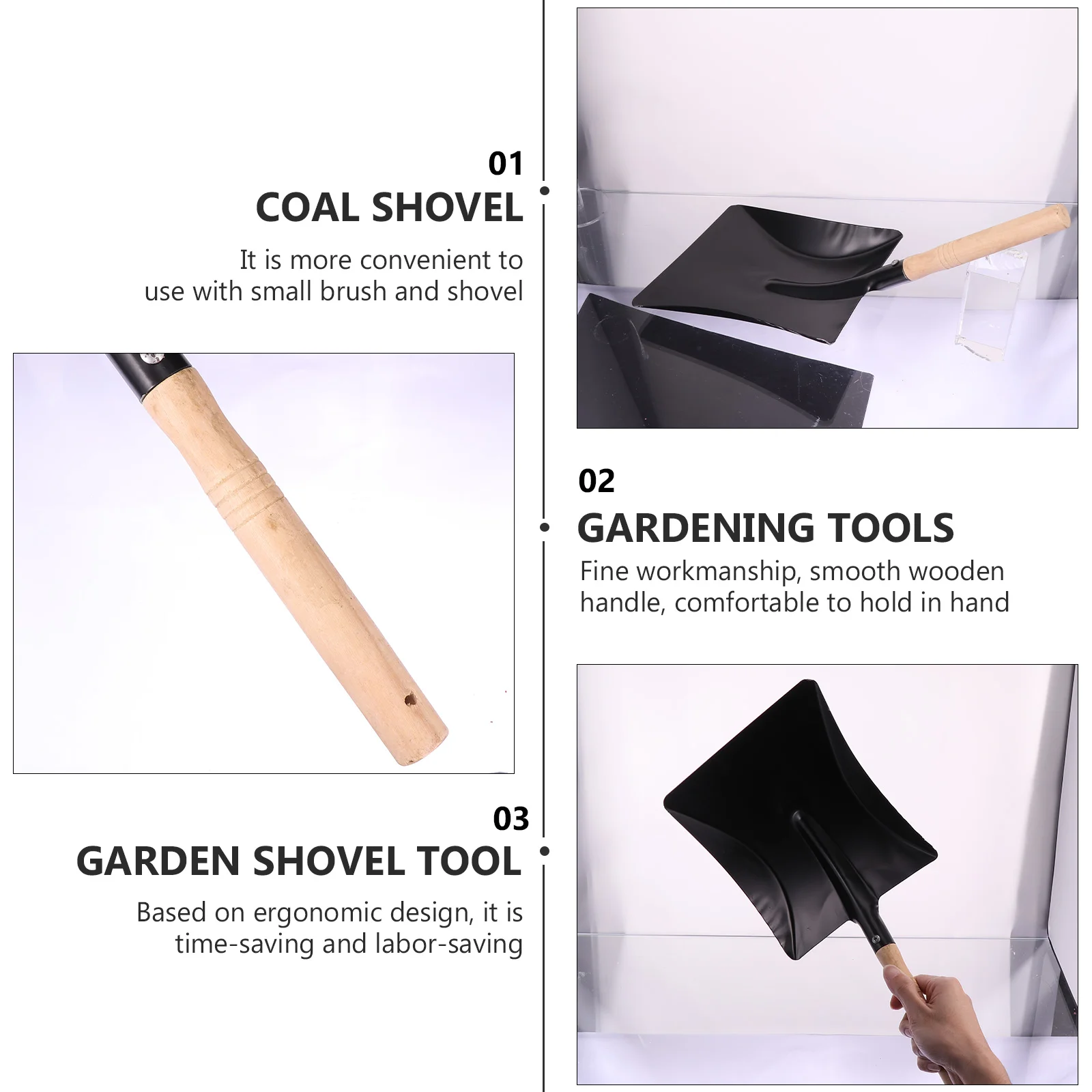 3 Pcs Potted Plant Gardening Charcoal Scoop Fireplace Trowel Carbon Steel Tools