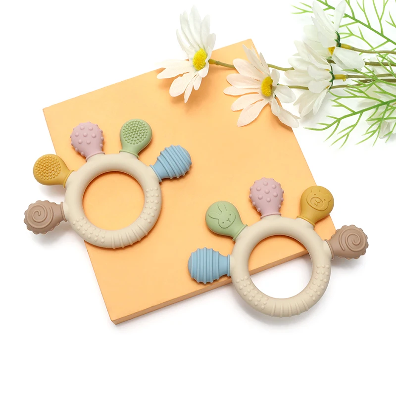 BPA Free Baby Silicone Teethers Sensory Toy Easy to Grasp Infant Teething Toys Food Grade Chewable Toys for Babies Newborn Gifts 5