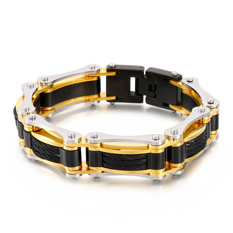 

316L Stainless Steel Bike Chain Men's Punk Style Bracelet Motorcycle Link Trend Bangles Jewelry