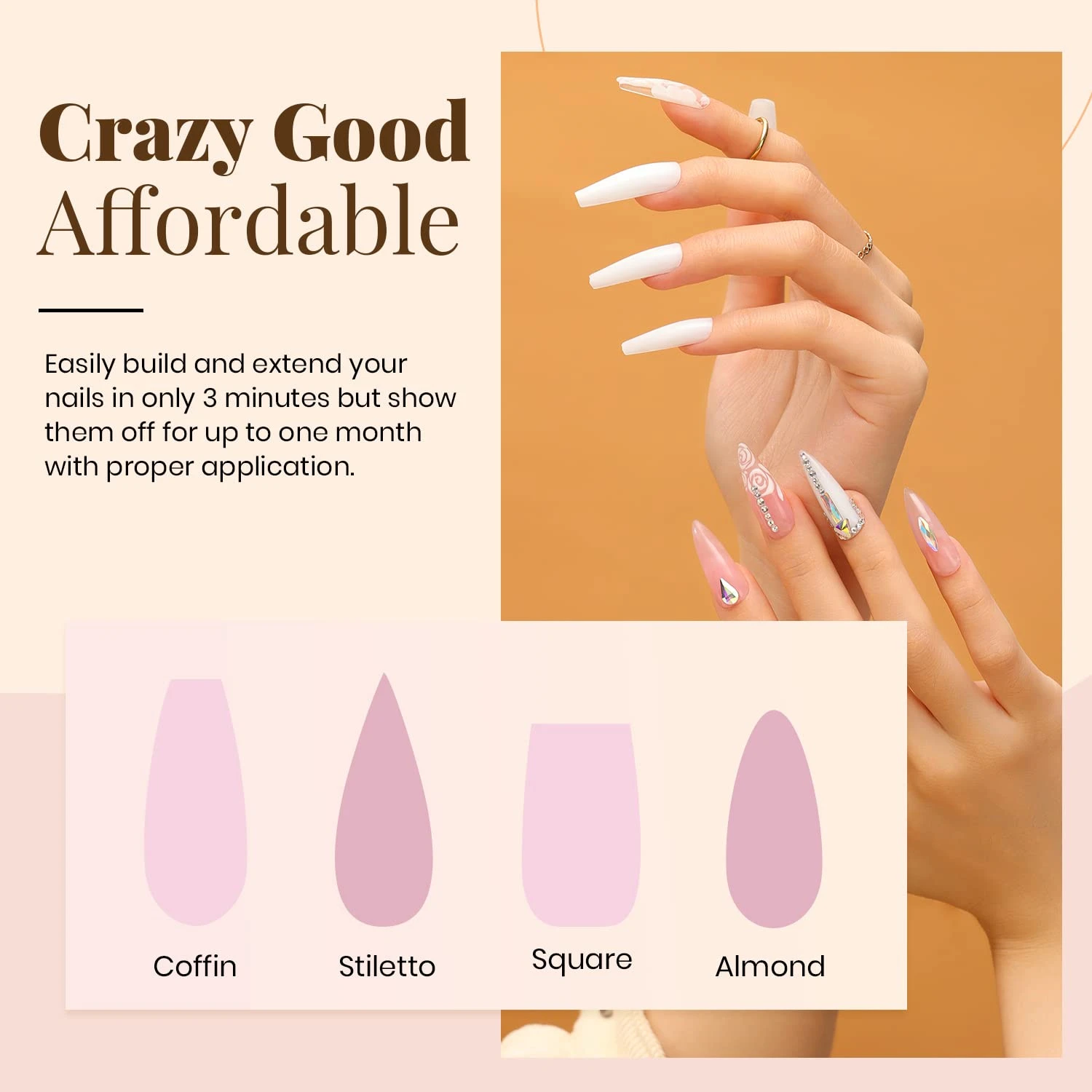 Poly Nail Extension Gel Kit 4 Colors Clear White Pink Black Nail Enhancement Builder Gel French Manicure Nails Art nail extension gel