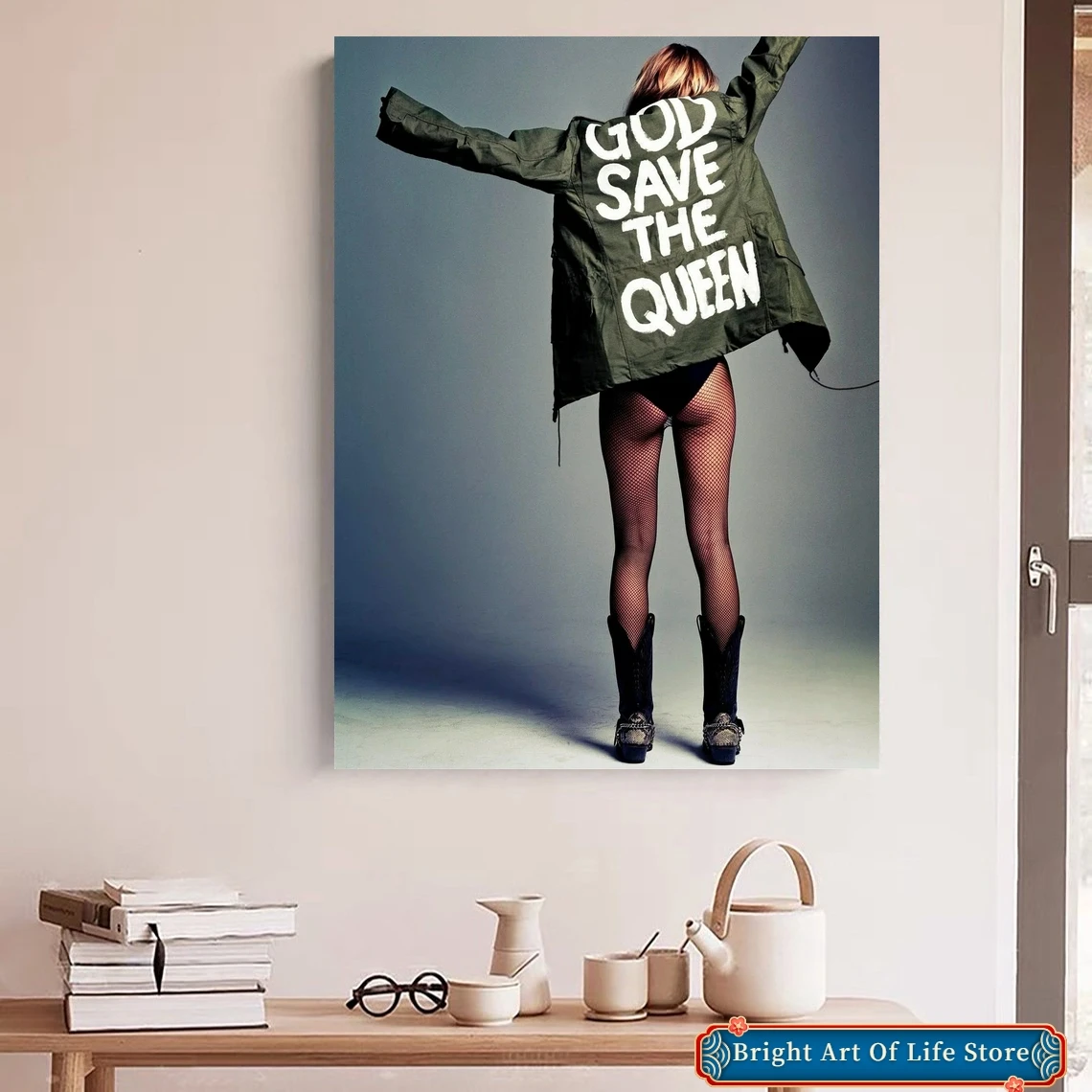 Kate Moss God Save The Queen Print Canvas Poster Print Wall Painting Home Decor (Senza Cornice)