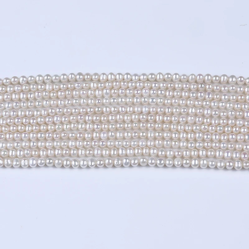 High quality 5-6mm White Potato Freshwater Pearl strand  jewelry making supplies  pearl beads