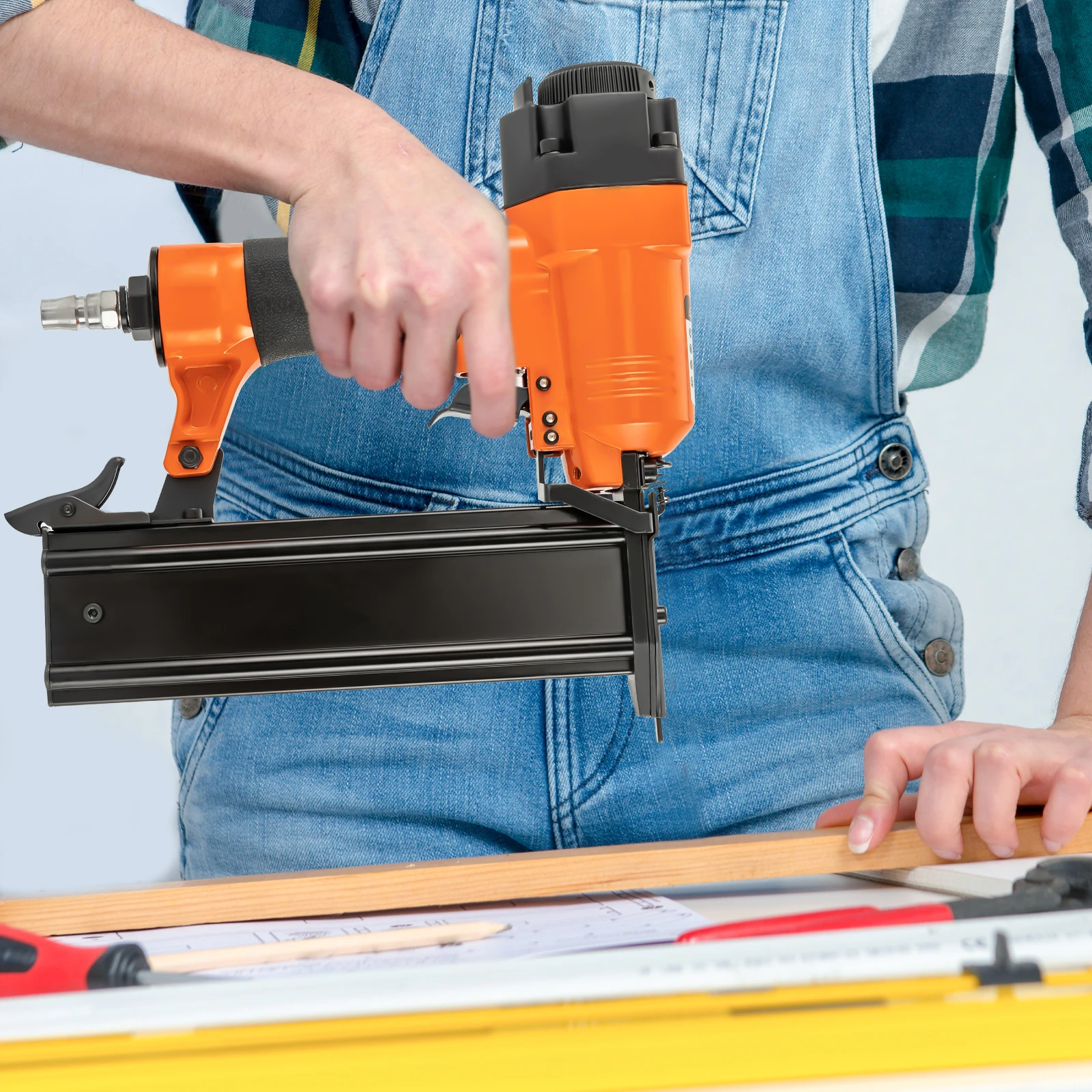 18GA Pneumatischer Bradnagler mit 360°-Drehfunktion ° Abluft-Mikro-Pin-Nagler Nagelpistole Holzbearbeitungswerkzeug für Schreiner und Profi-Dekorateure – Detail 4