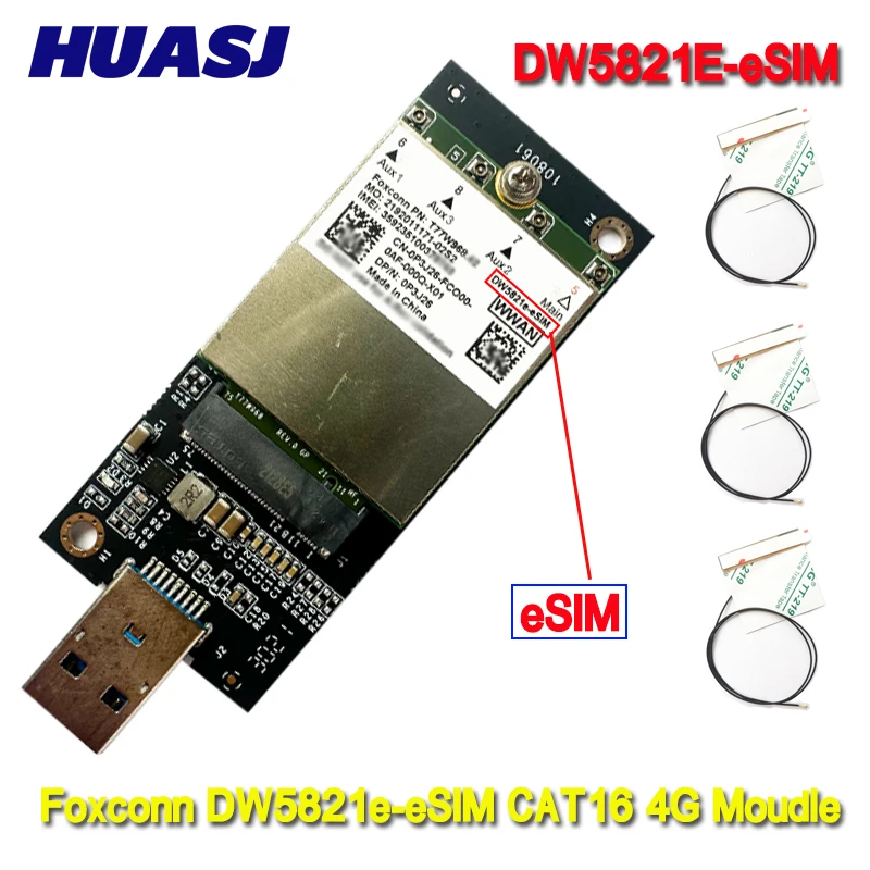 Huasj T77w968 para Dell Dw5821e-ssim Lte Cat16 4g Módulo de Cartão Wwan para Lattitude 5420 5424 7424 Latitude Áspera 74007400 2-in