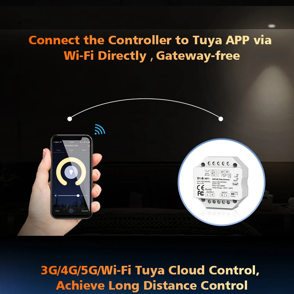 Dimmer SMART WIFI 250W Tuya APP - PUSH - Dimmer