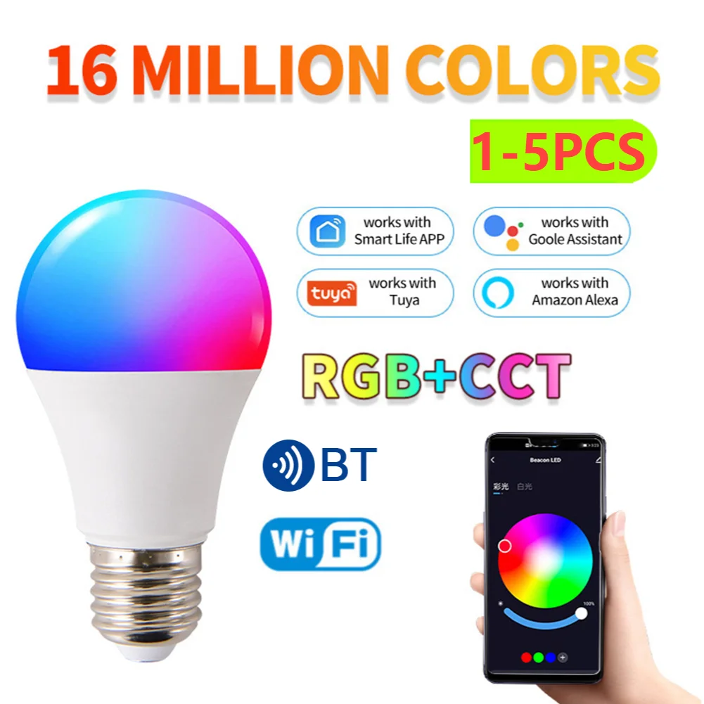 Smart Led Light Bulb Bluetooth Wifi RGB Lamp AC85-265V Remote Group Control Smart Life Spotlight Voice Control Timing Bulb