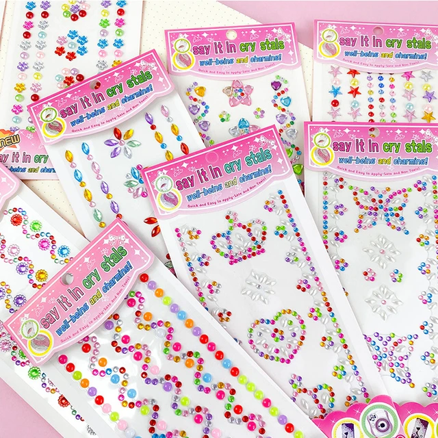 2 Sheets DIY Acrylic Diamond Stickers Creative DIY Diamond Sticker Accessories Delicate Acrylic Crystal Beads Diamond Decals, Size: 24*14cm