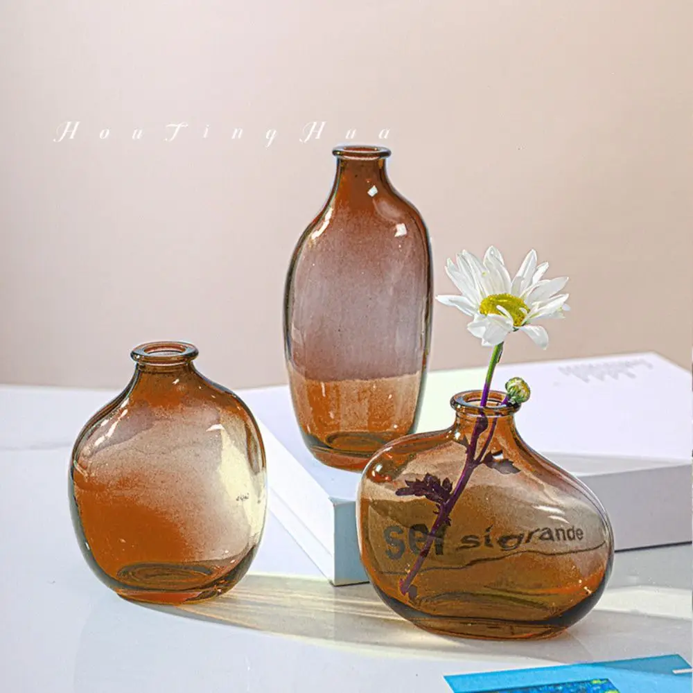 Fashion Gradient Color Glass Flower Vase Mini Irregular Hydroponic Vase Flower Arranger Vase Ornaments Home Decoration