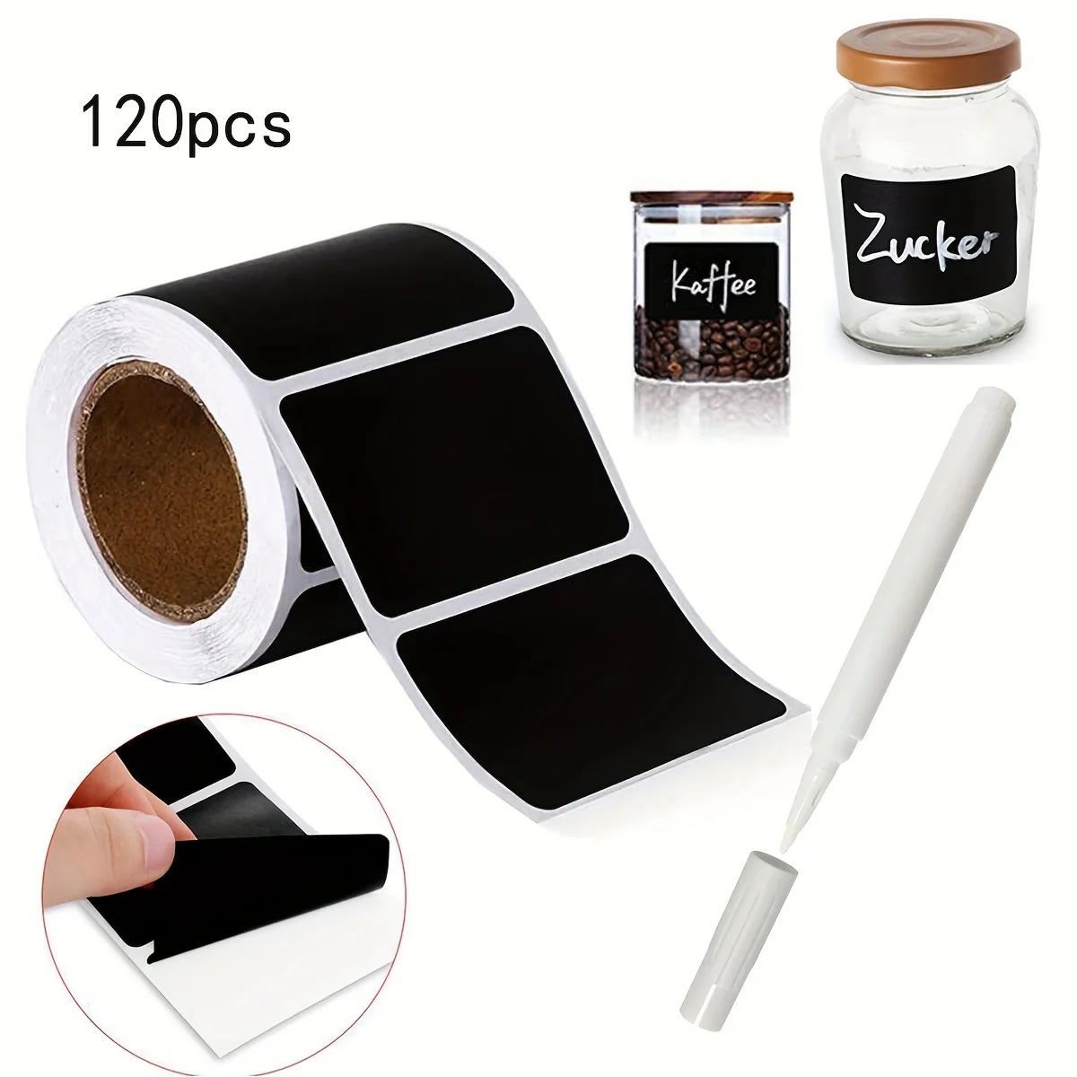 120pcs/roll Waterproof Self-adhesive Label Stickers white pen Kitchen Spice Bottle Label Home Jam Jar Tags Easy Remove