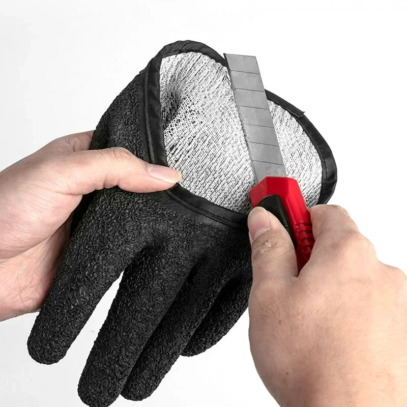 Fishing Gloves fishing gloves Anti-Slip Protect Hand From Puncture Scrapes Fisherman Professional Catch Fish Latex Hunting Gloves Left/Right