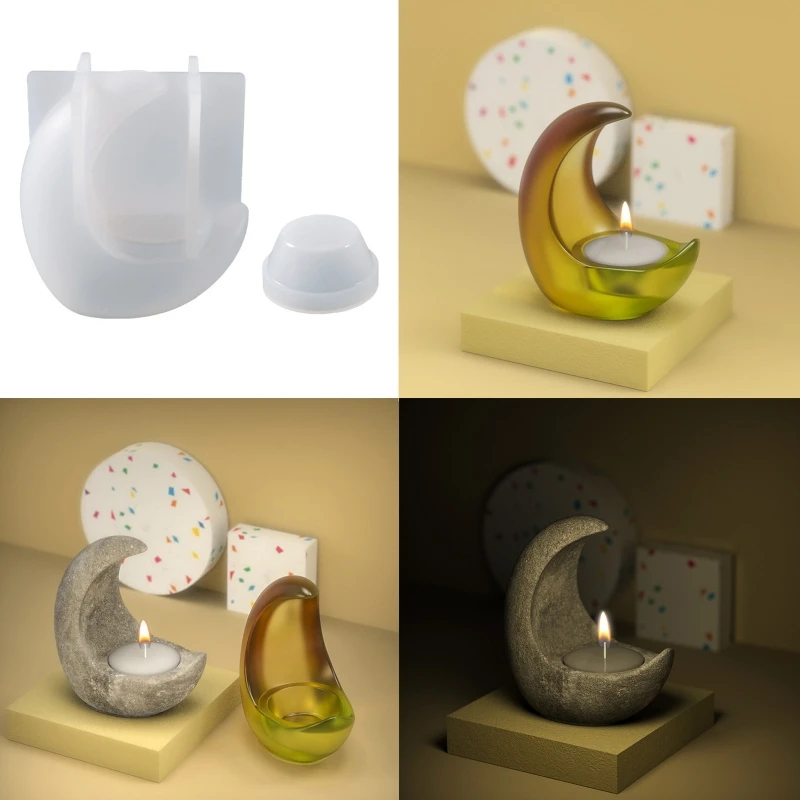 

Moon Shape Candle Holder Molds 3D Candlestick Silicone Mold for DIY Resin Casting Crafts and Cement Home Decorations DropShip