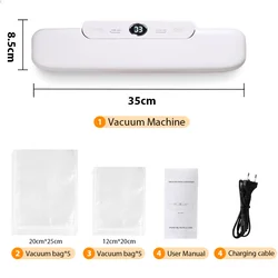 Premium Vacuum Sealer with Free Vacuum Bags - Efficient Food Preservation System - 220V-EU (WHITE)