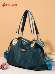 Fouvor Women Fashion Large Capacity Bag OL Style Female Tote Bag Oxford Waterproof Zipper Bag Casual Messenger Bag 2611-04A
