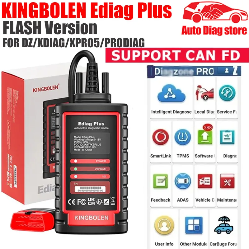 Kingbolen Ediag Plus All System Diagnostic Tool Pk Thinkdiag2 Dbscar7 Dbscar5 Thinkcar Pro Thinkdiag Per Diag-Zone Support Canfd