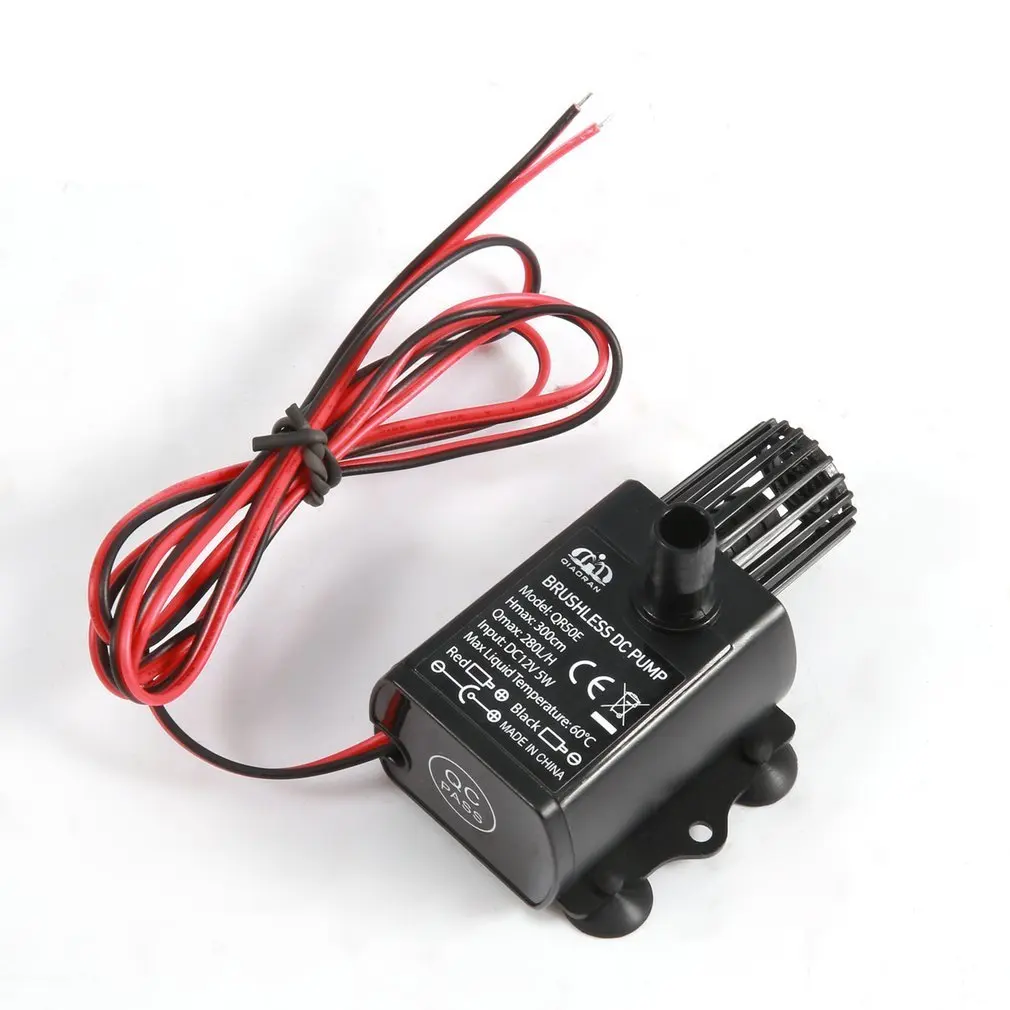 300cm Submersible Fountain Aquarium Circulating Mini Brushless DC Water Pump DC 12V 5W 280L/H