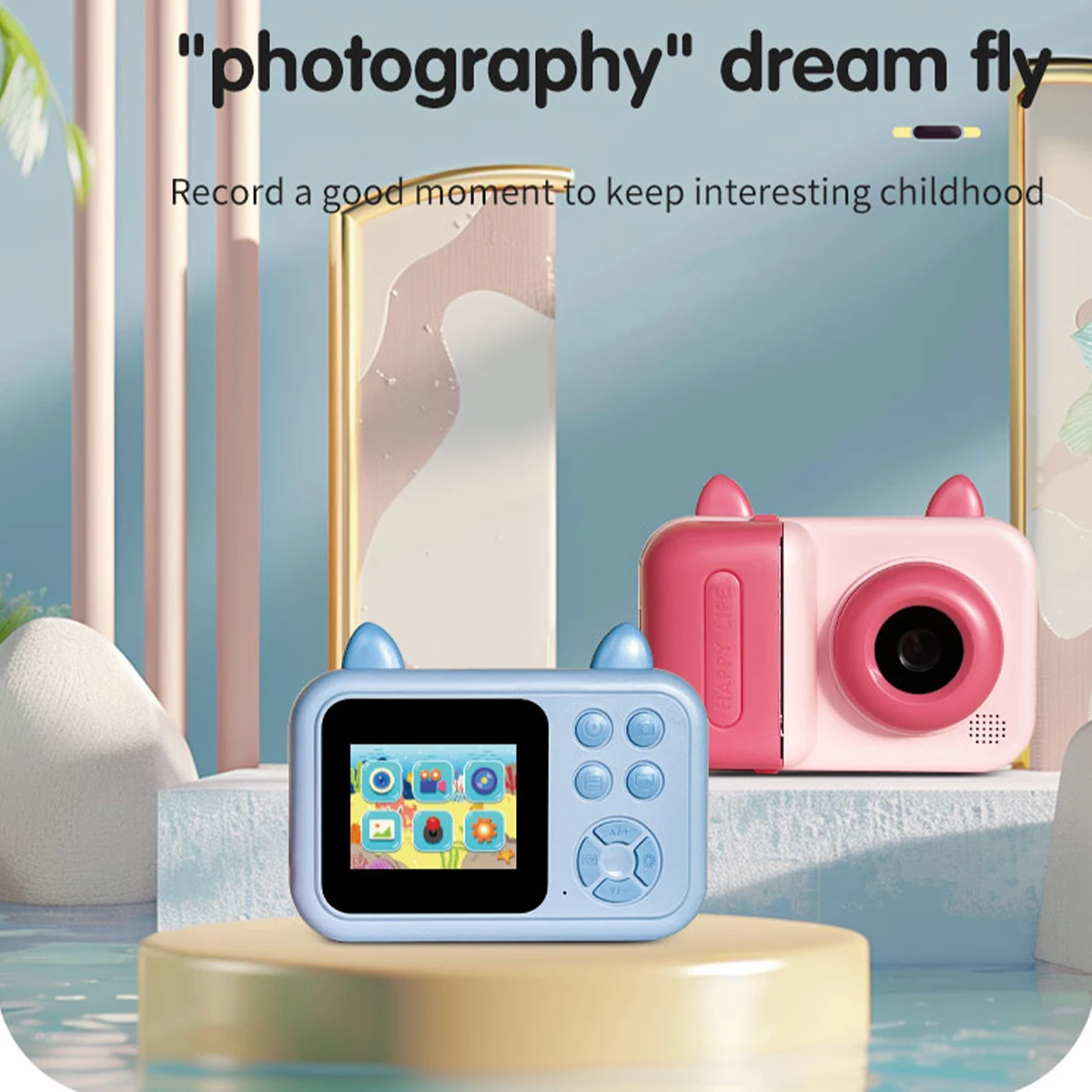 Instant Print Camera , Digital Photo Printer with High Refractive Polymer Lens , USB Rechargeable , Great Tool for Developing