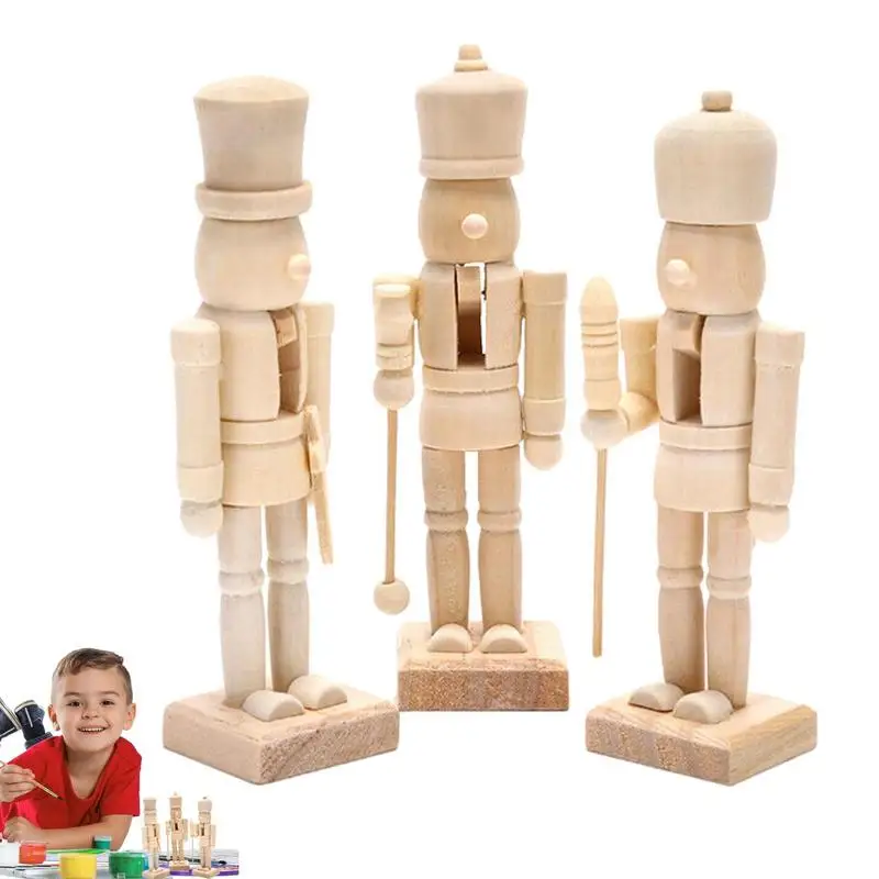 

Unpainted Wood Nutcrackers Unfinished Nutcracker Figurines Set Handmade DIY Traditional Nutcracker Decorations For Fall Festive