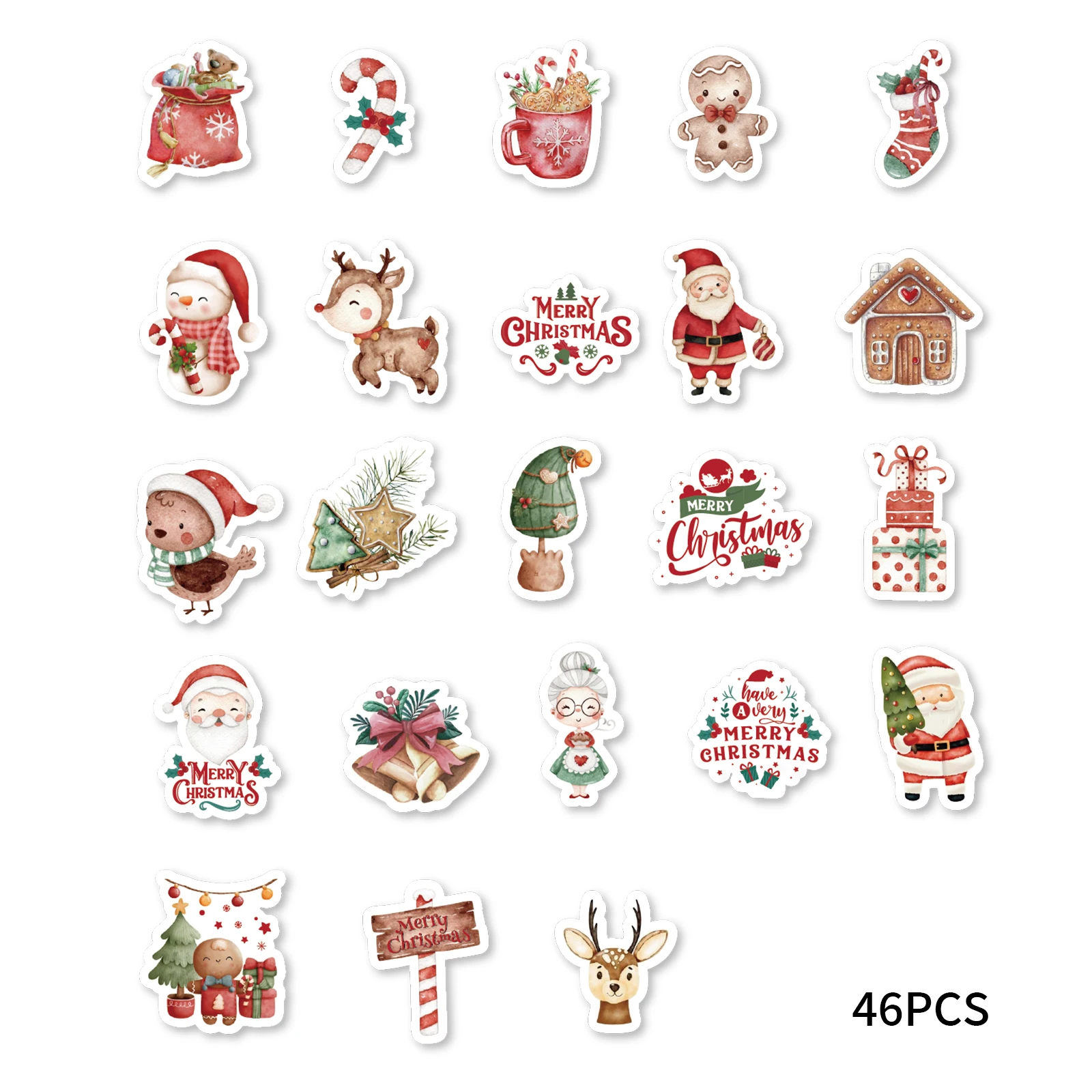 Cartoon stickers decorative stickers animal stickers graffiti stickers 46pcs Santa Elk Gift Christmas themed graffiti stickers Decorated notebook Water cup Suitcase Guitar Classic toy decals