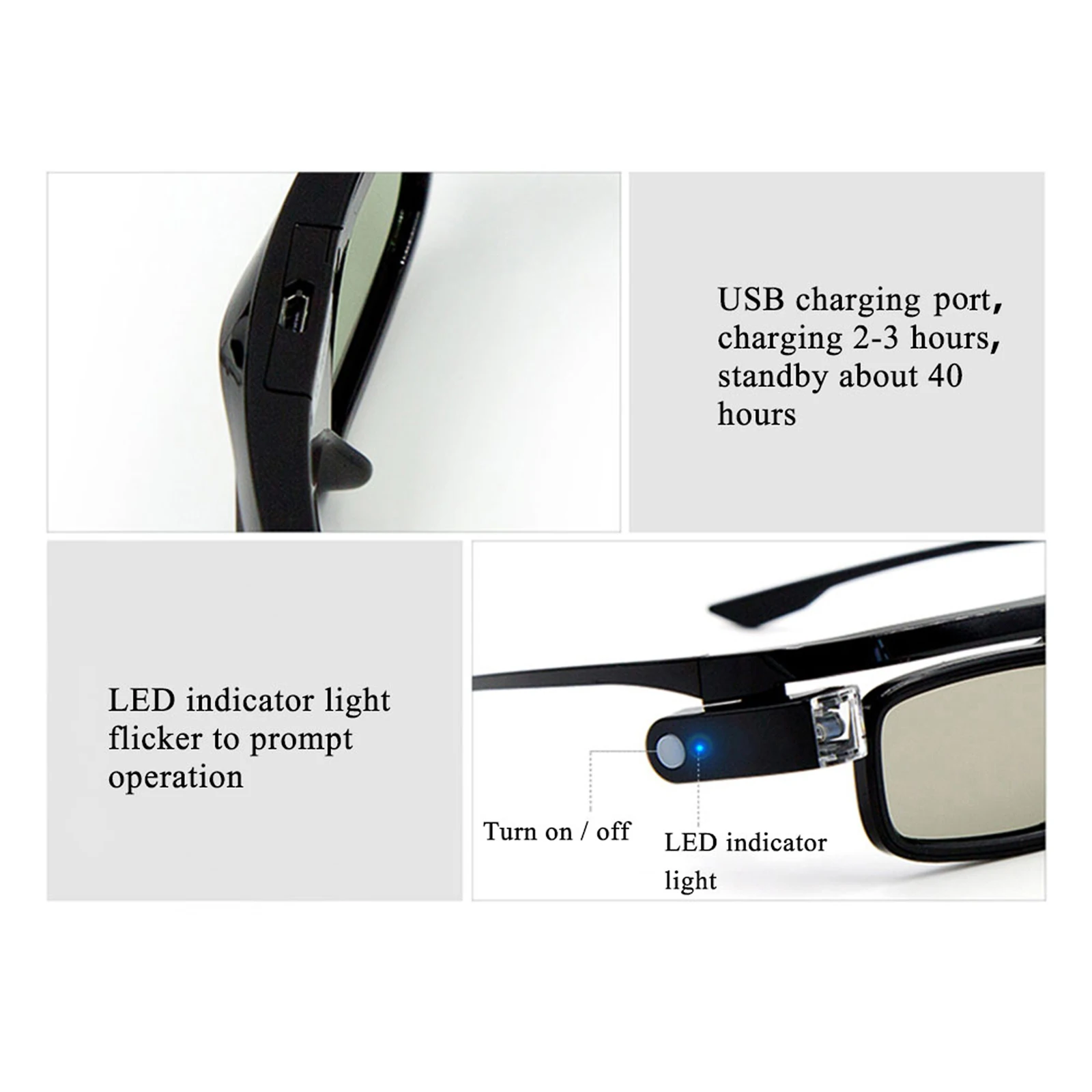 3d glasses GL1800 Projector 3D Glasses Active Shutter Rechargeable DLP Link for All 3D DLP Projectors Optama Acer BenQ ViewSonic Sharp Dell
