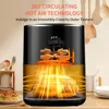 ASZ Digital Air Fryer 4.5qt with Window  8 Presets Bake Toast Broil Reheat Bacon Black 400°F Airfryer 85% Oil Less 3