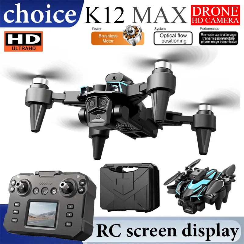 K12 Max HD Triple Camera Drone Brushless Motor Professional RC Quadcopter Foldable Intelligent Obstacle Avoidance Kids Toys Dron