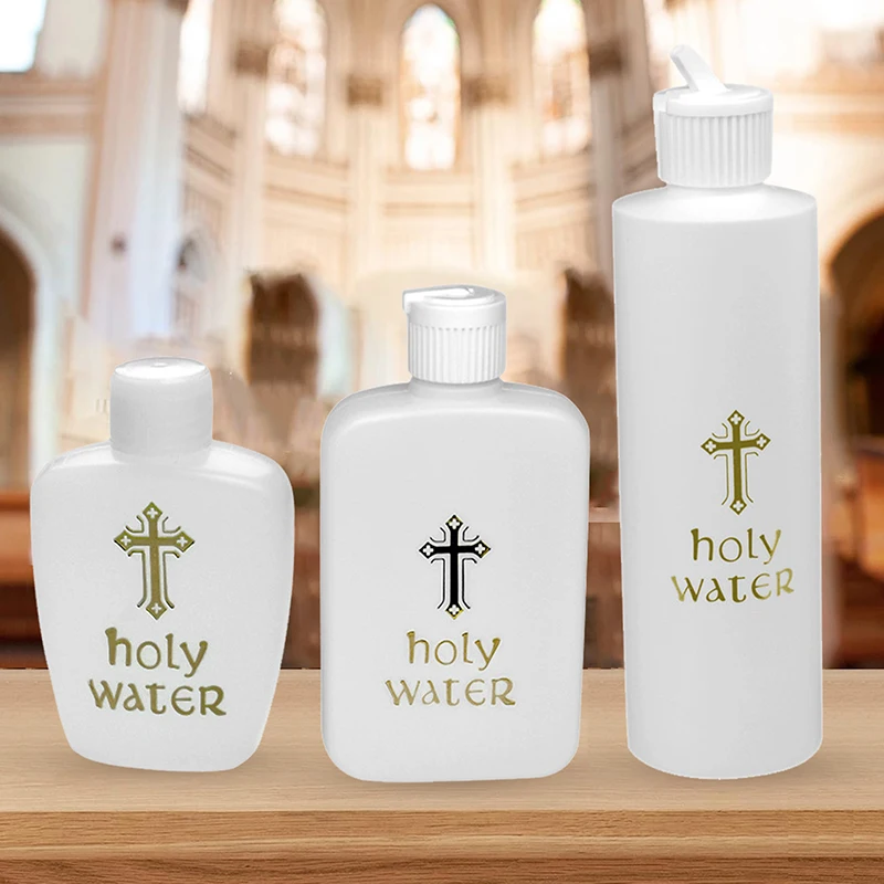 2/3Pcs 60/100/250ml Jesus Cross Pattern Holy Water Bottle Portable Prime Church Holy Water Bottle Baptismal Pray