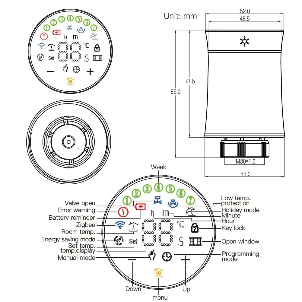 MOES ZigBee 3,0 TRV Thermostat Tuya Heizkörper Antrieb Ventil Smart Programmierbare Temperatur Controller Alexa Google Voice Control