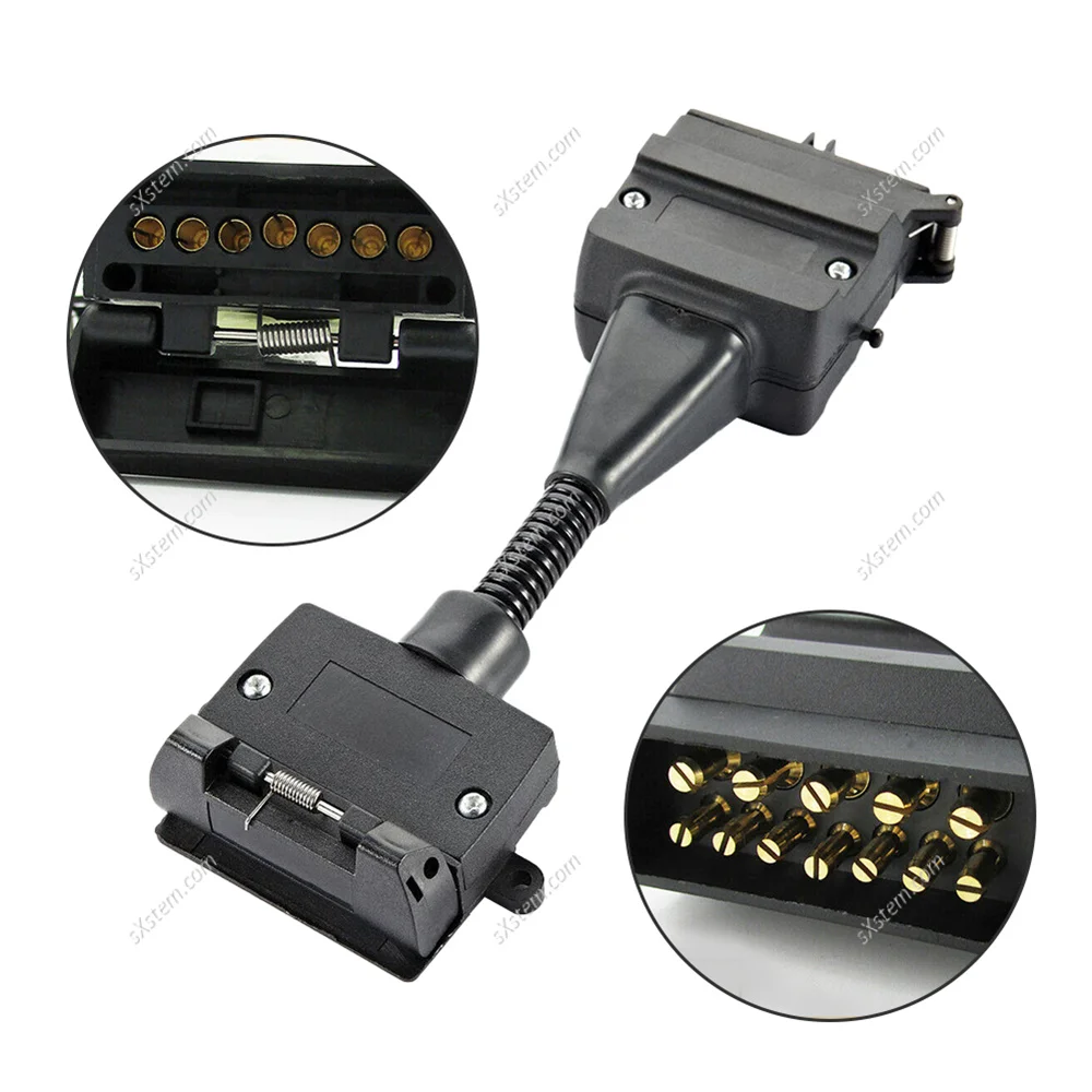 7 PIN FLAT FEMALE SOCKET TO 12 PIN MALE PLUG TRAILER ADAPTOR CARAVAN CONNECTOR