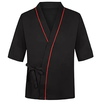 Sushi Chef Coat Unisex 3/4 Sleeve Japanese Chef Kimono Restaurant Uniform for Men and Women