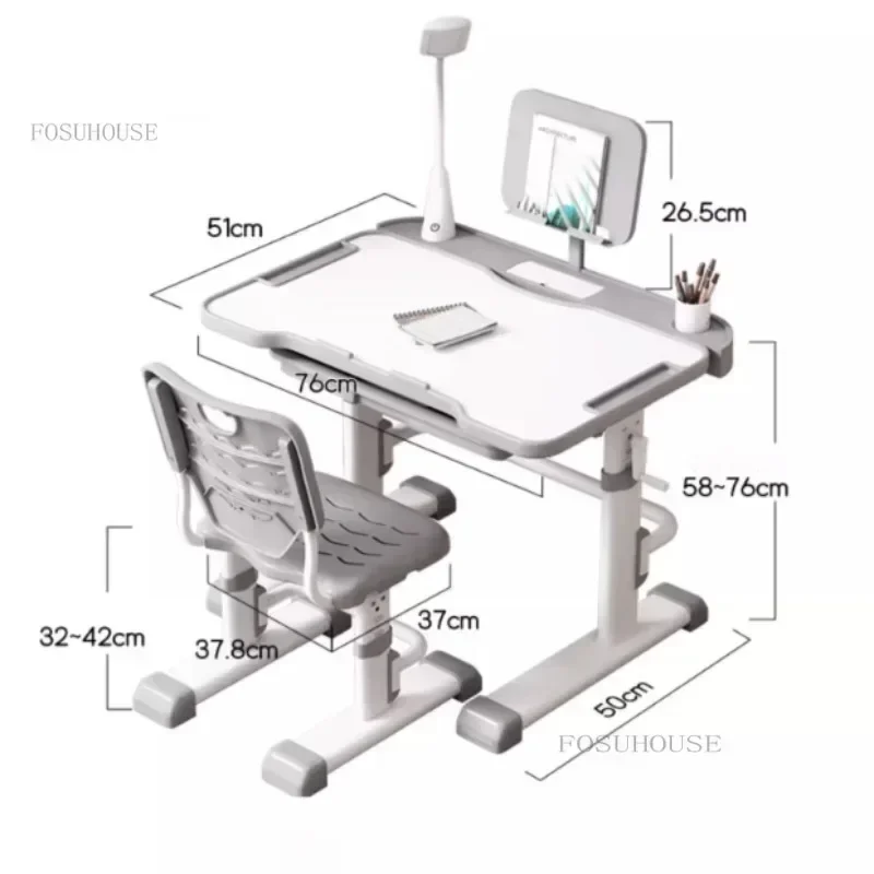Children's Study Table Primary School Students' Writing Desks Liftable Tables Household Simple Kid's Desk and Chair Set B