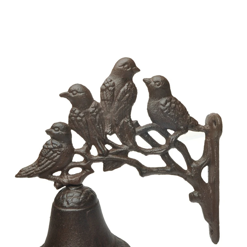 Cast Iron Bird Branch Bell for Garden Wall Doorbell Decoration