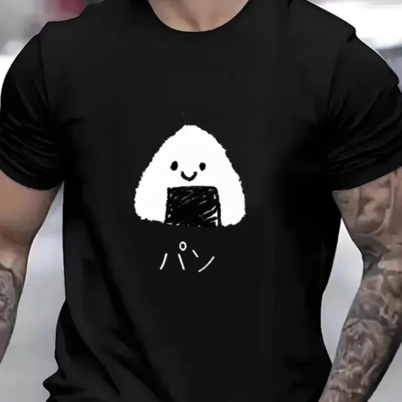 Cartoon Rice Ball Japanischer Stil Y2k Einfaches T-Shirt für Männer und Frauen Niedliches Sommer-Casual Hip-Hop Unisex Street Harajuku Weiches T-Shirt